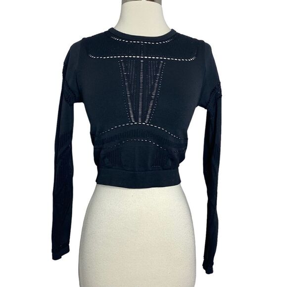 Fabletics Jaymee Black Mesh Athletic Long Sleeve Top - Picture 1 of 3